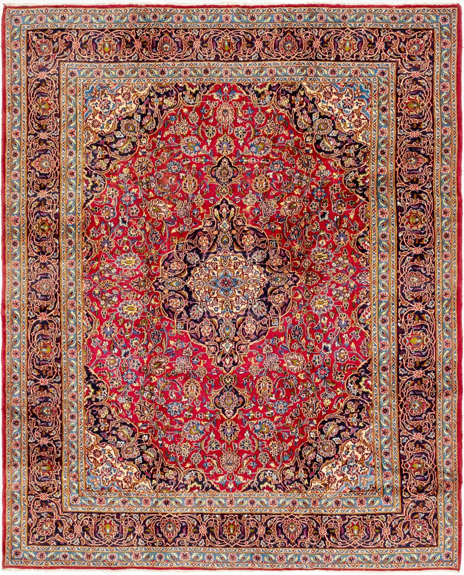9' 10 x 12' 3  Hand Knotted Mashad Persian Wool Rug