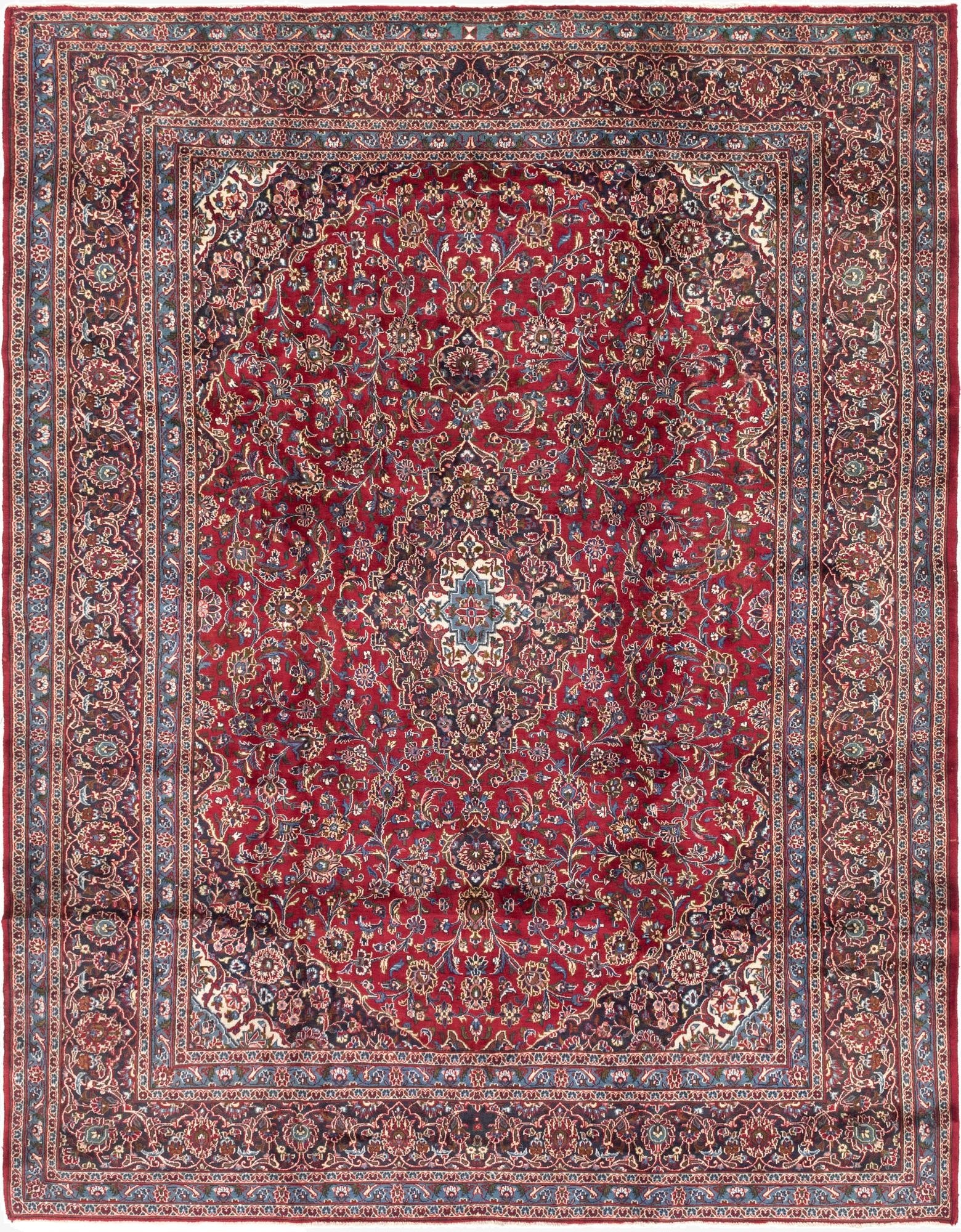 9' 5 x 12' 7  Hand Knotted Mashad Persian Wool Rug