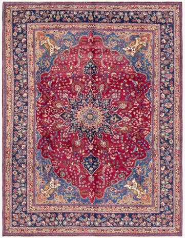 9' 9 x 13' 9 Hand Knotted Mashad Persian Wool Rug