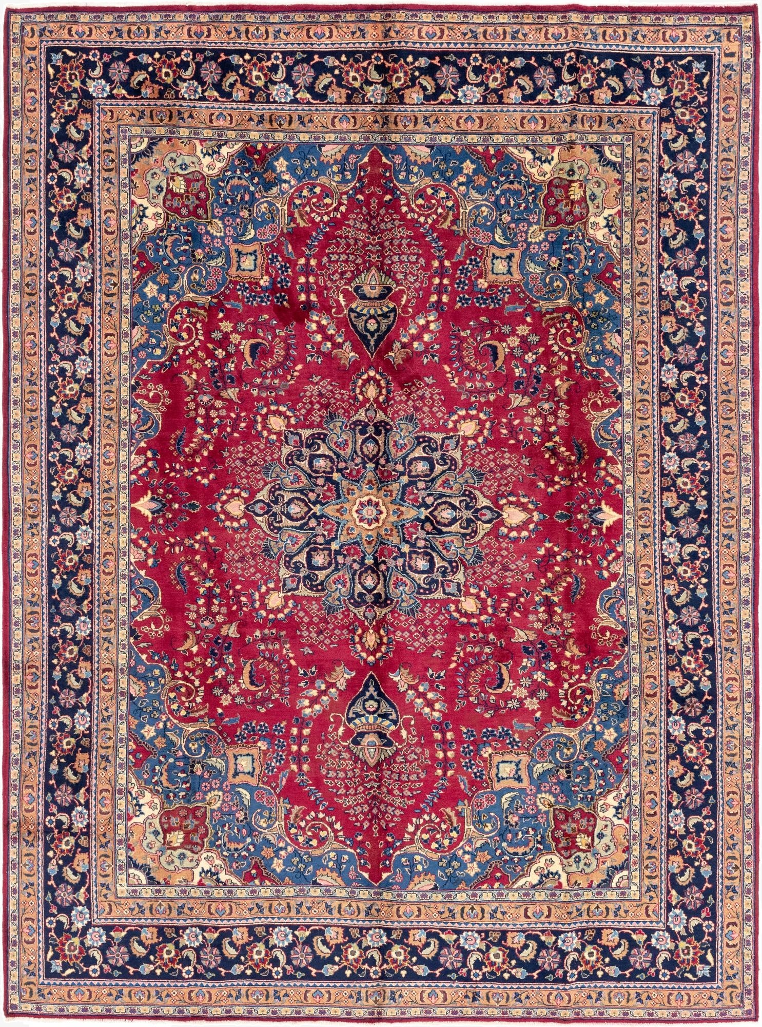 9' 8 x 12' 8  Hand Knotted Mashad Persian Wool Rug