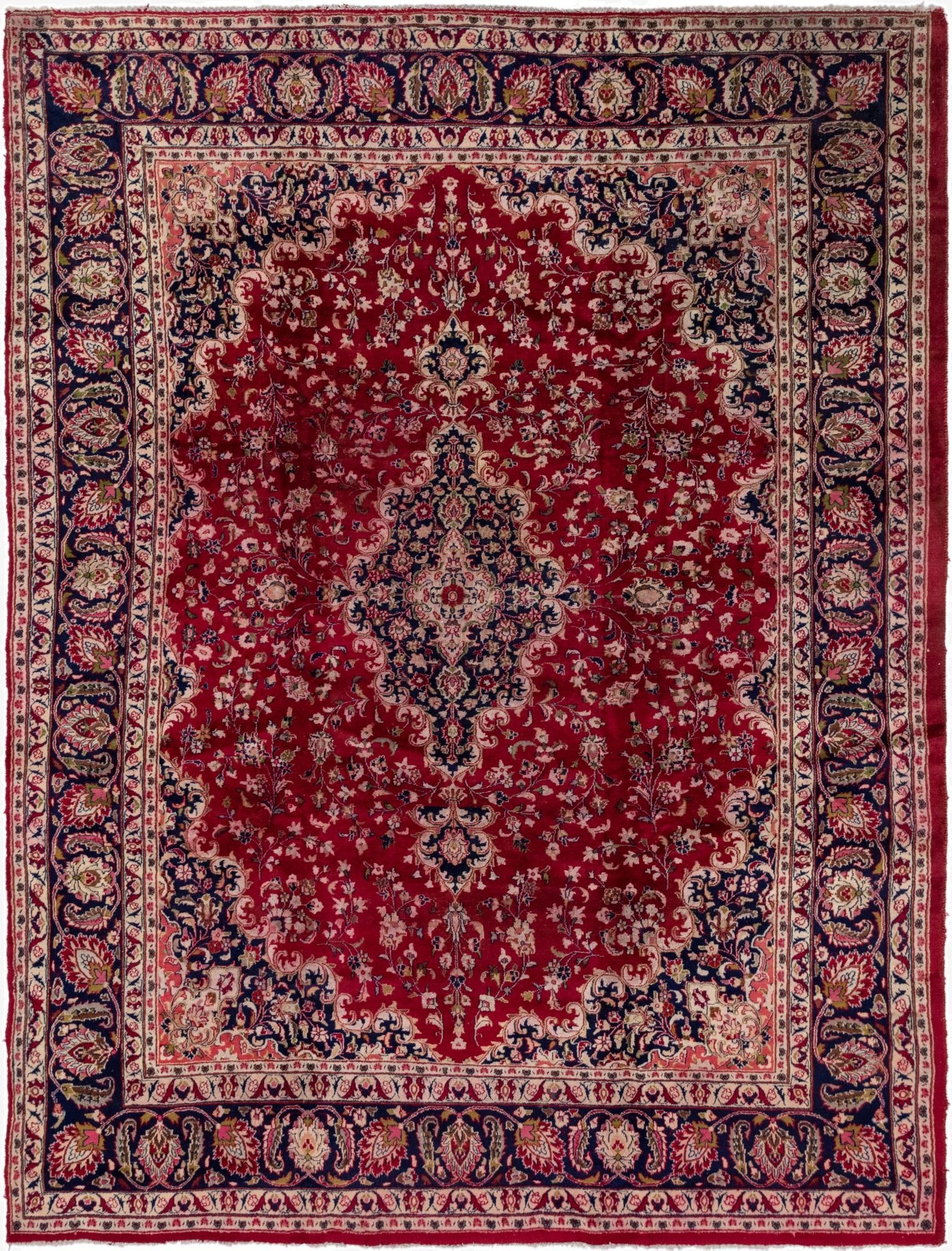 9' 8 x 12' 10  Hand Knotted Mashad Persian Wool Rug