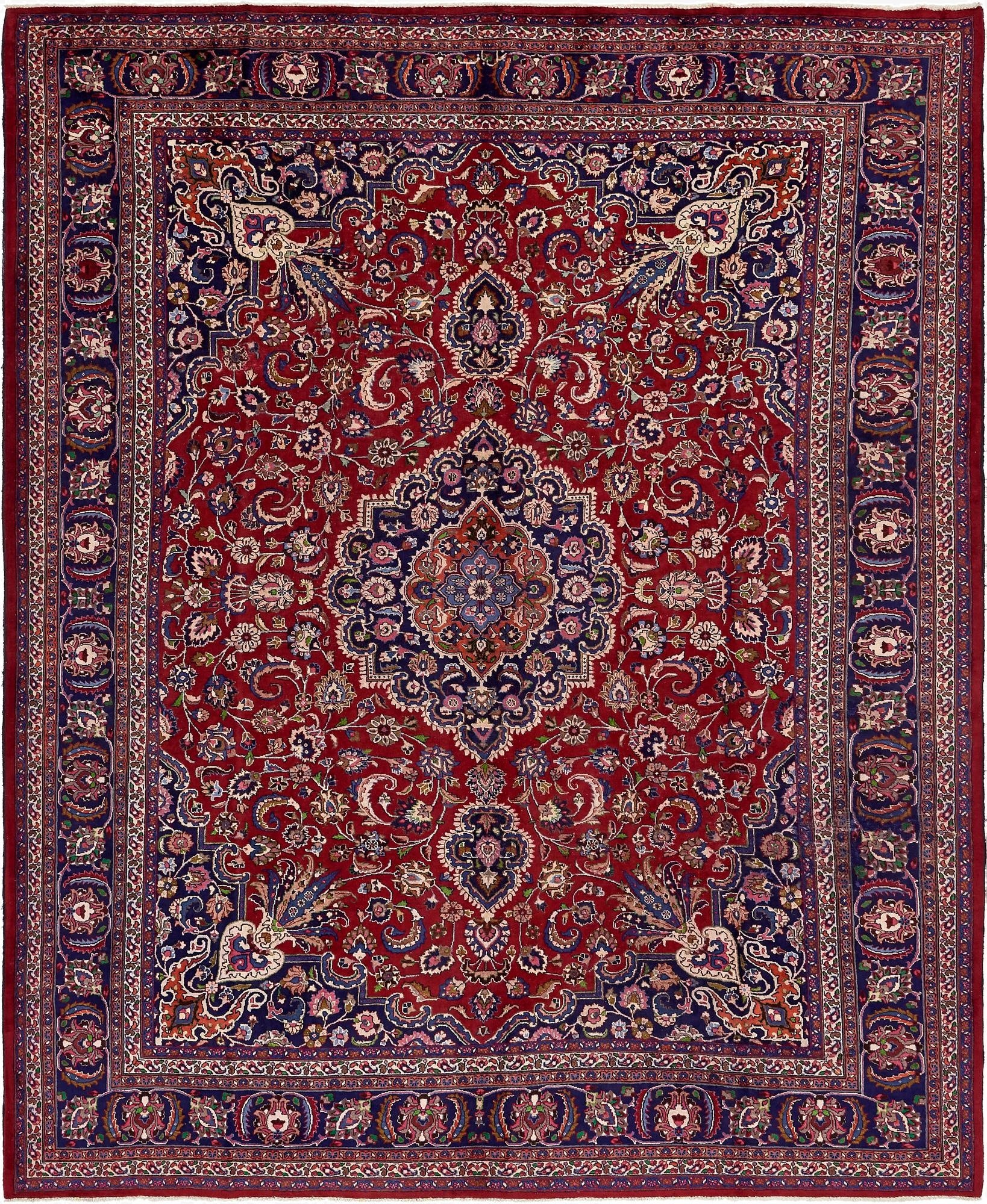 10' 2 x 12' 10  Hand Knotted Mashad Persian Wool Rug