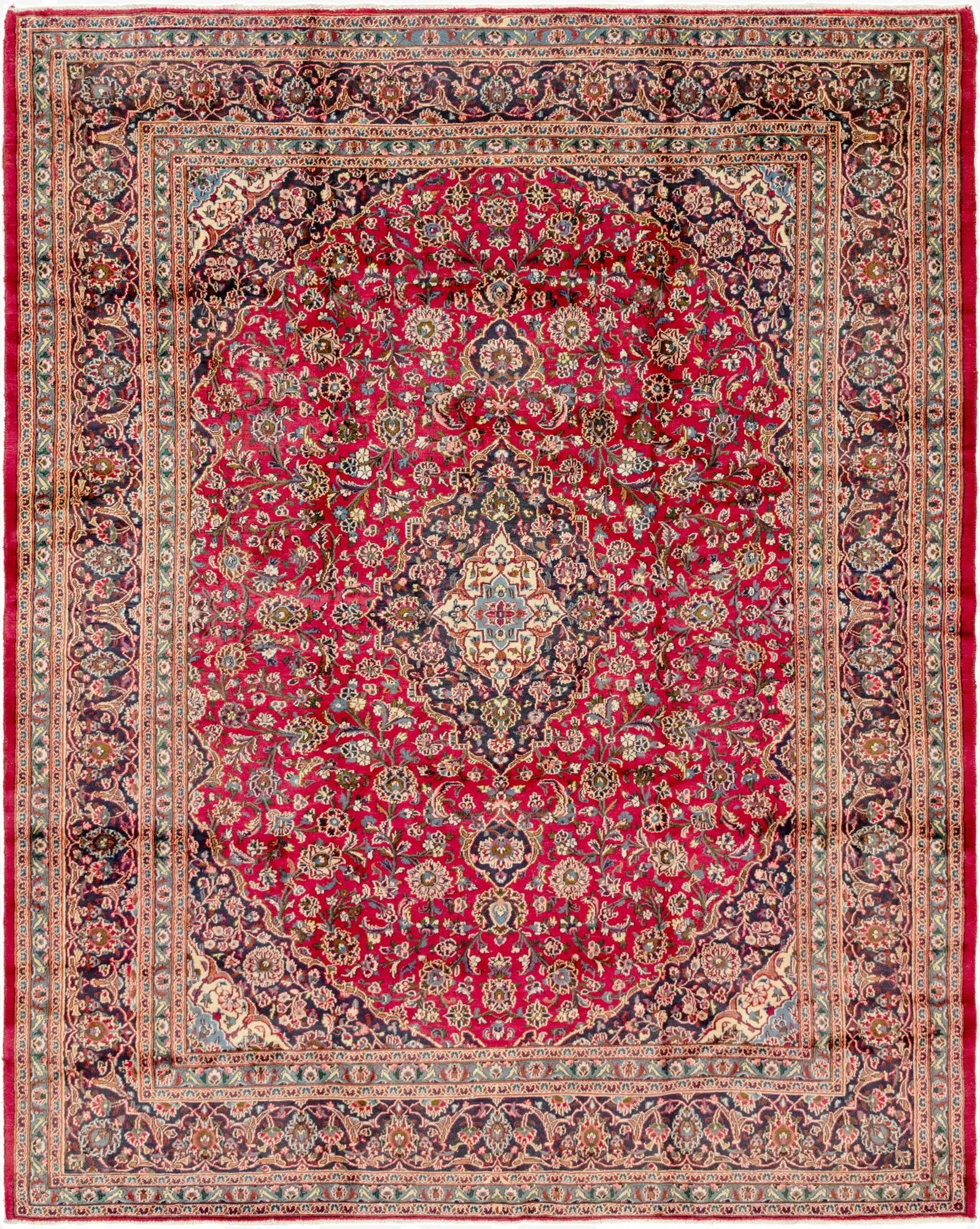 9' 9 x 12' 4  Hand Knotted Mashad Persian Wool Rug