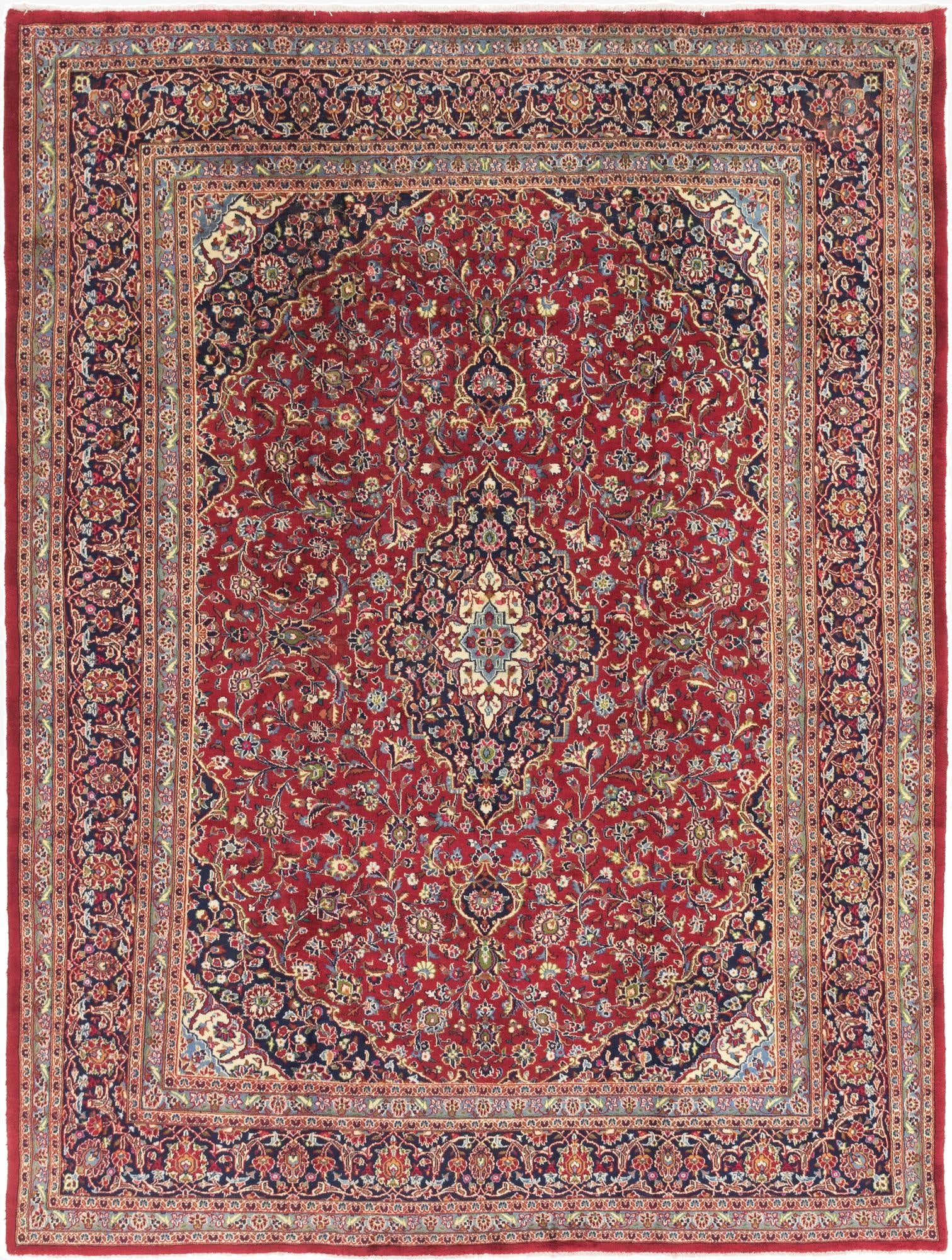 9' 8 x 12' 7  Hand Knotted Mashad Persian Wool Rug