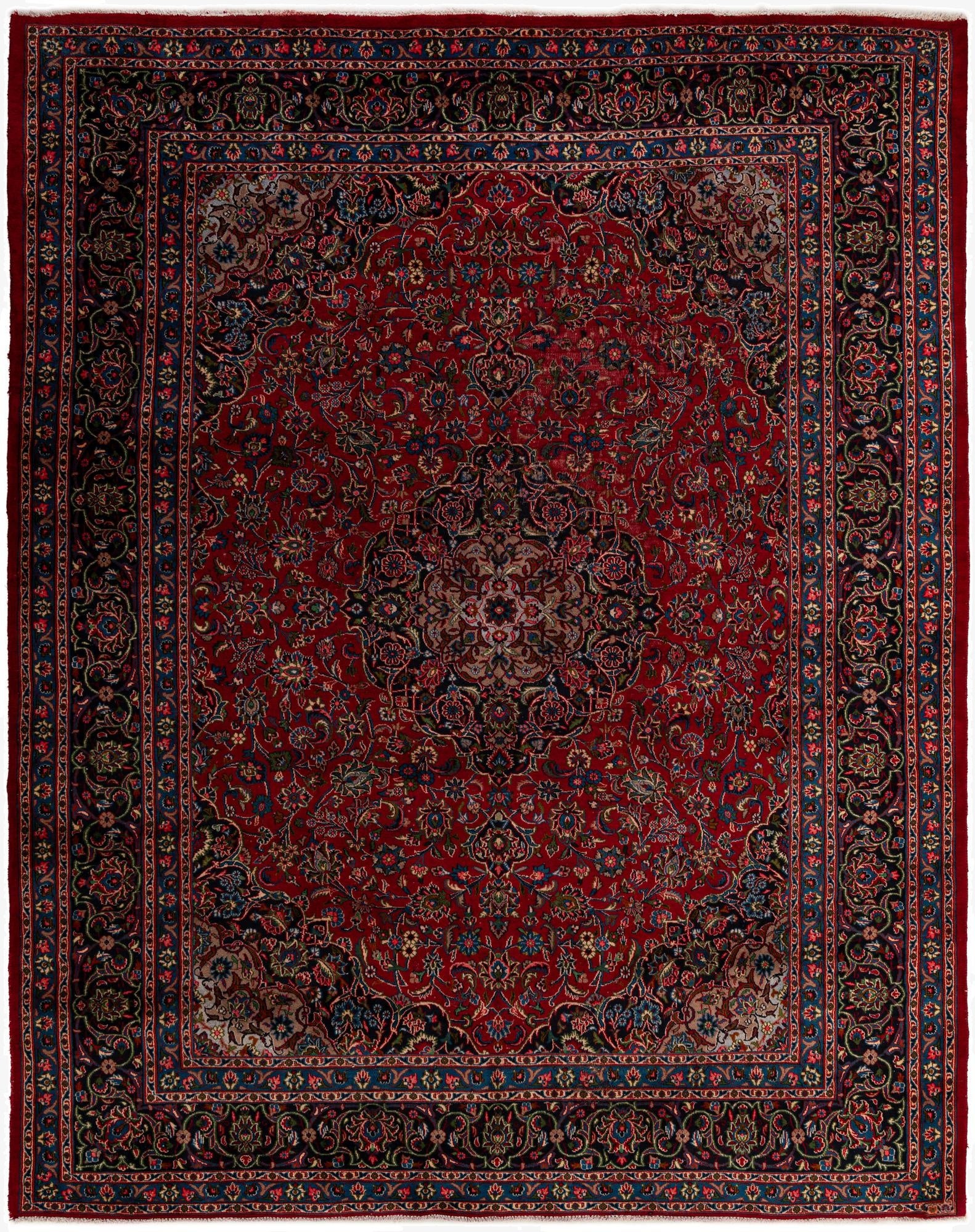 9' 10 x 12' 8  Hand Knotted Mashad Persian Wool Rug