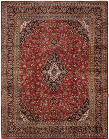 9' 7 x 12' 8 Hand Knotted Mashad Persian Wool Rug