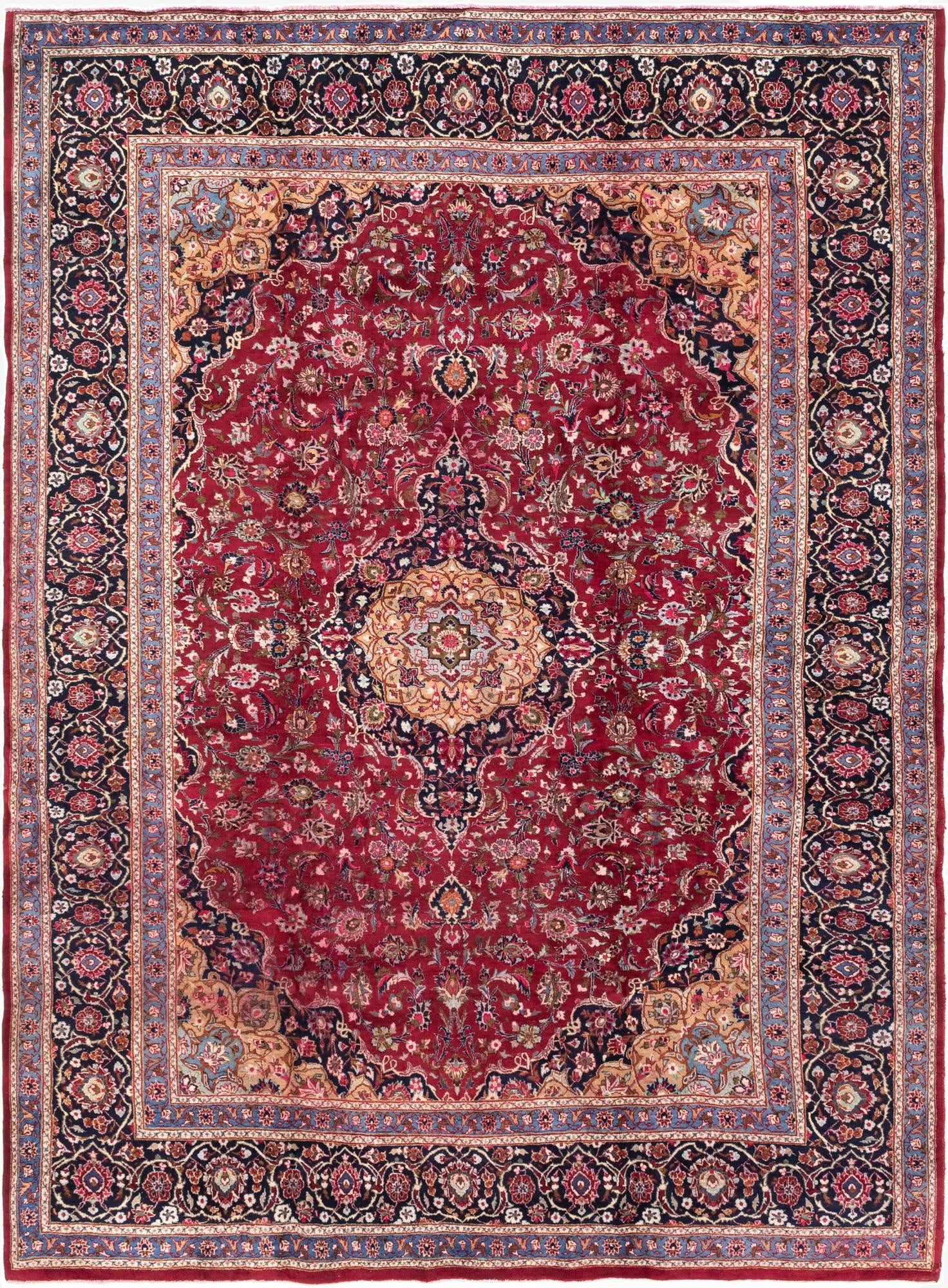 9' 9 x 12' 9  Hand Knotted Mashad Persian Wool Rug