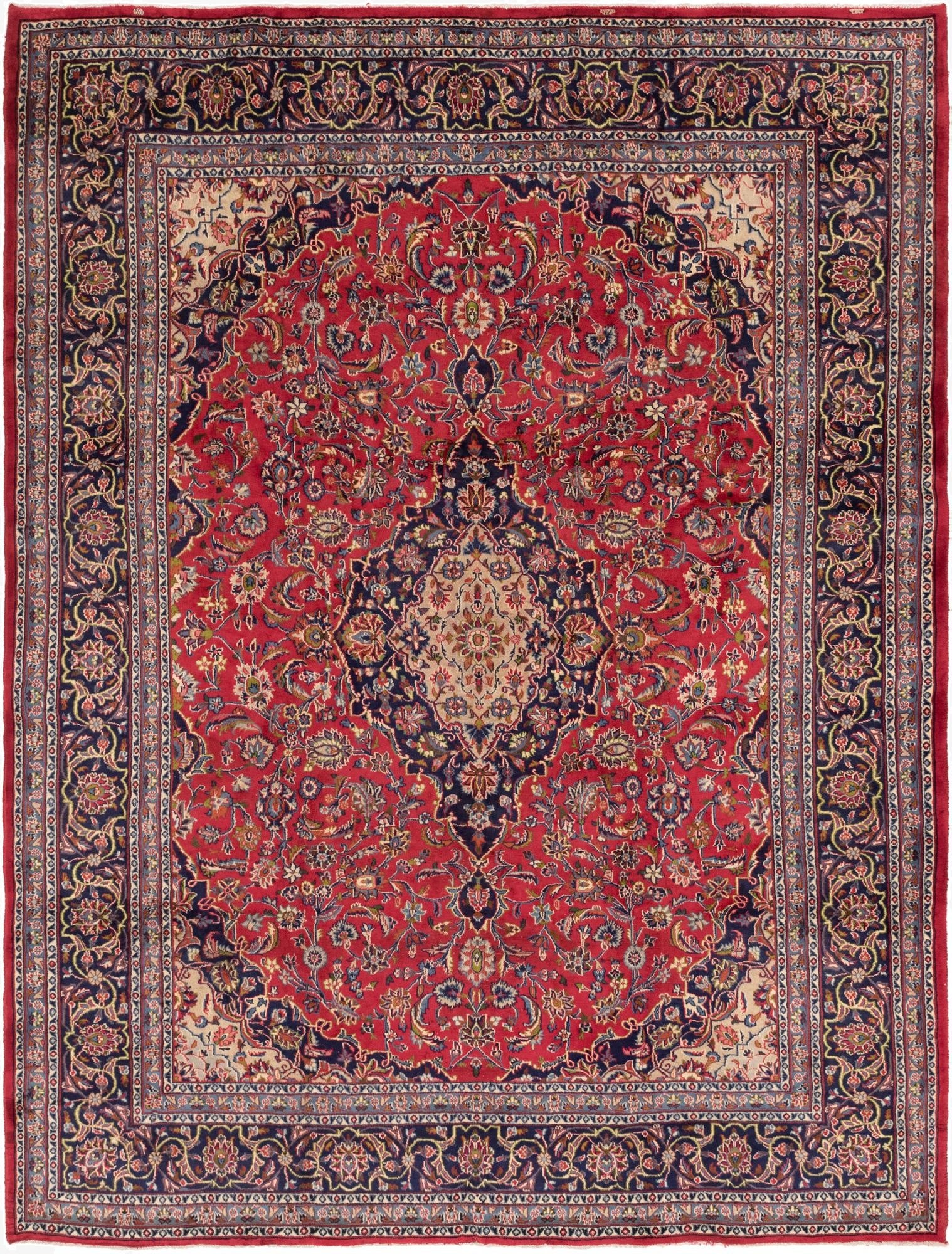 9' 9 x 12' 8  Hand Knotted Mashad Persian Wool Rug