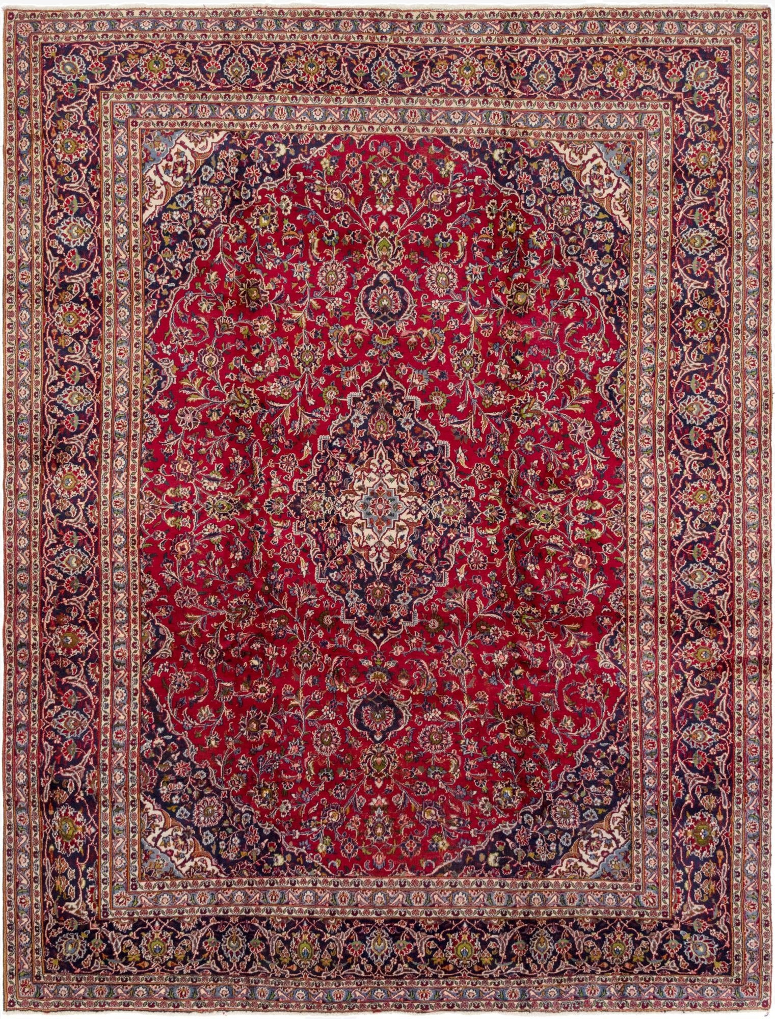 9' 7 x 12' 4  Hand Knotted Mashad Persian Wool Rug
