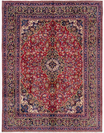 9' 6 x 12' 5 Hand Knotted Mashad Persian Wool Rug
