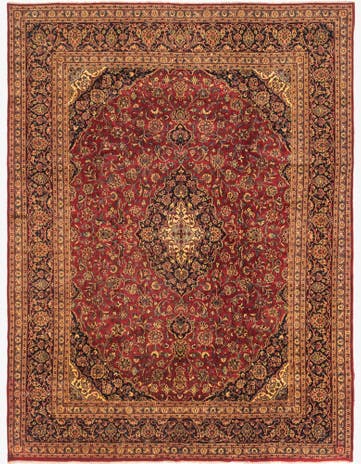9' 9 x 12' 7 Hand Knotted Mashad Persian Wool Rug