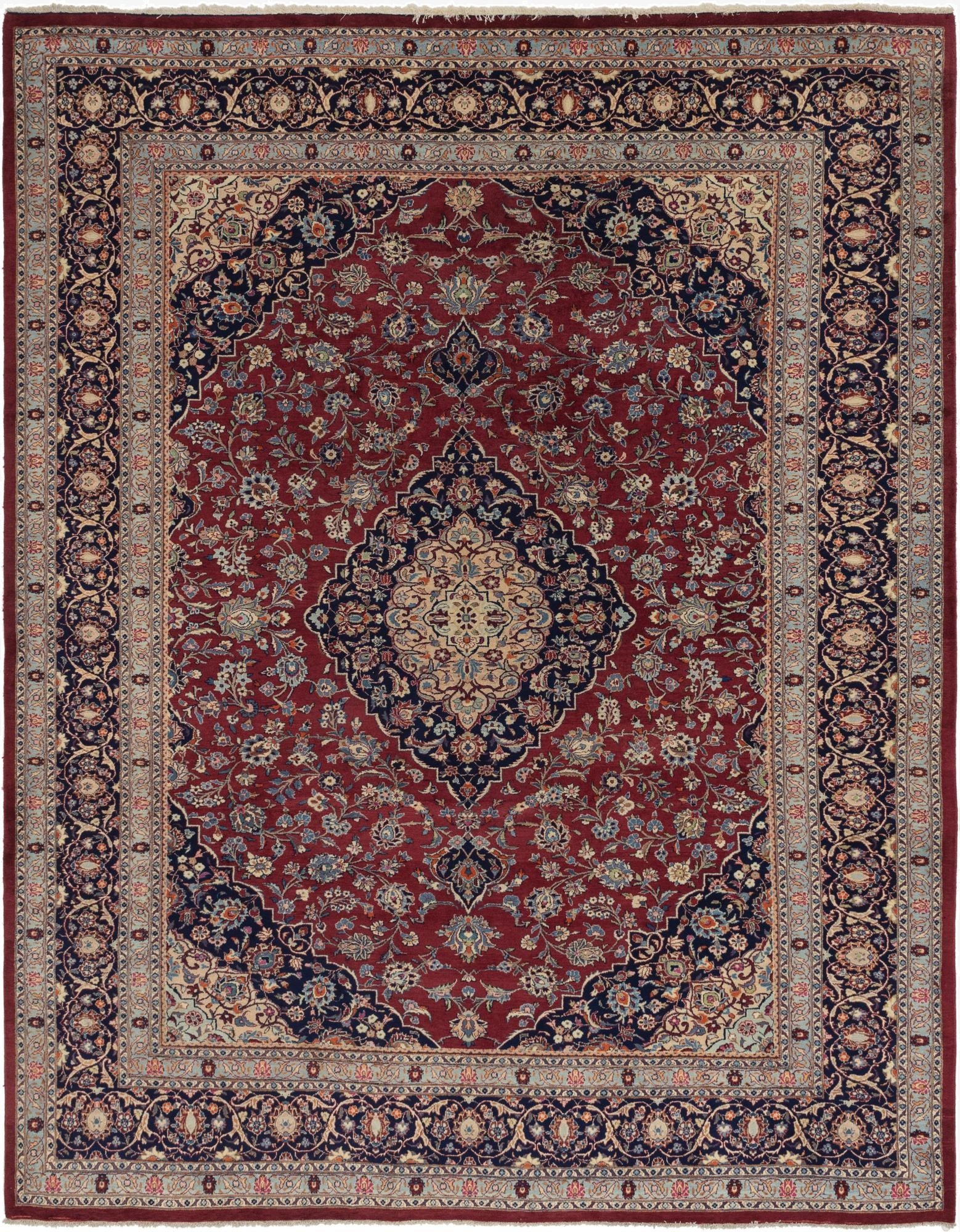 10' x 12' 7  Hand Knotted Mashad Persian Wool Rug