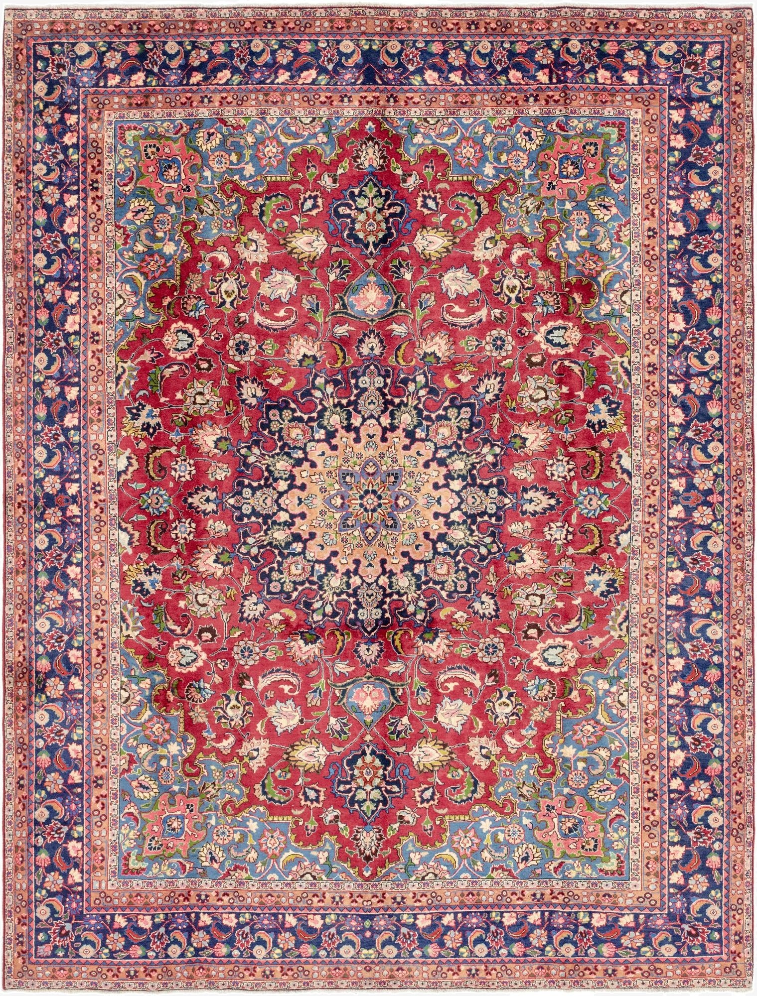 9' 7 x 12' 8  Hand Knotted Mashad Persian Wool Rug