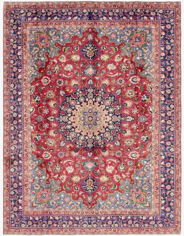 9' 7 x 12' 8 Hand Knotted Mashad Persian Wool Rug