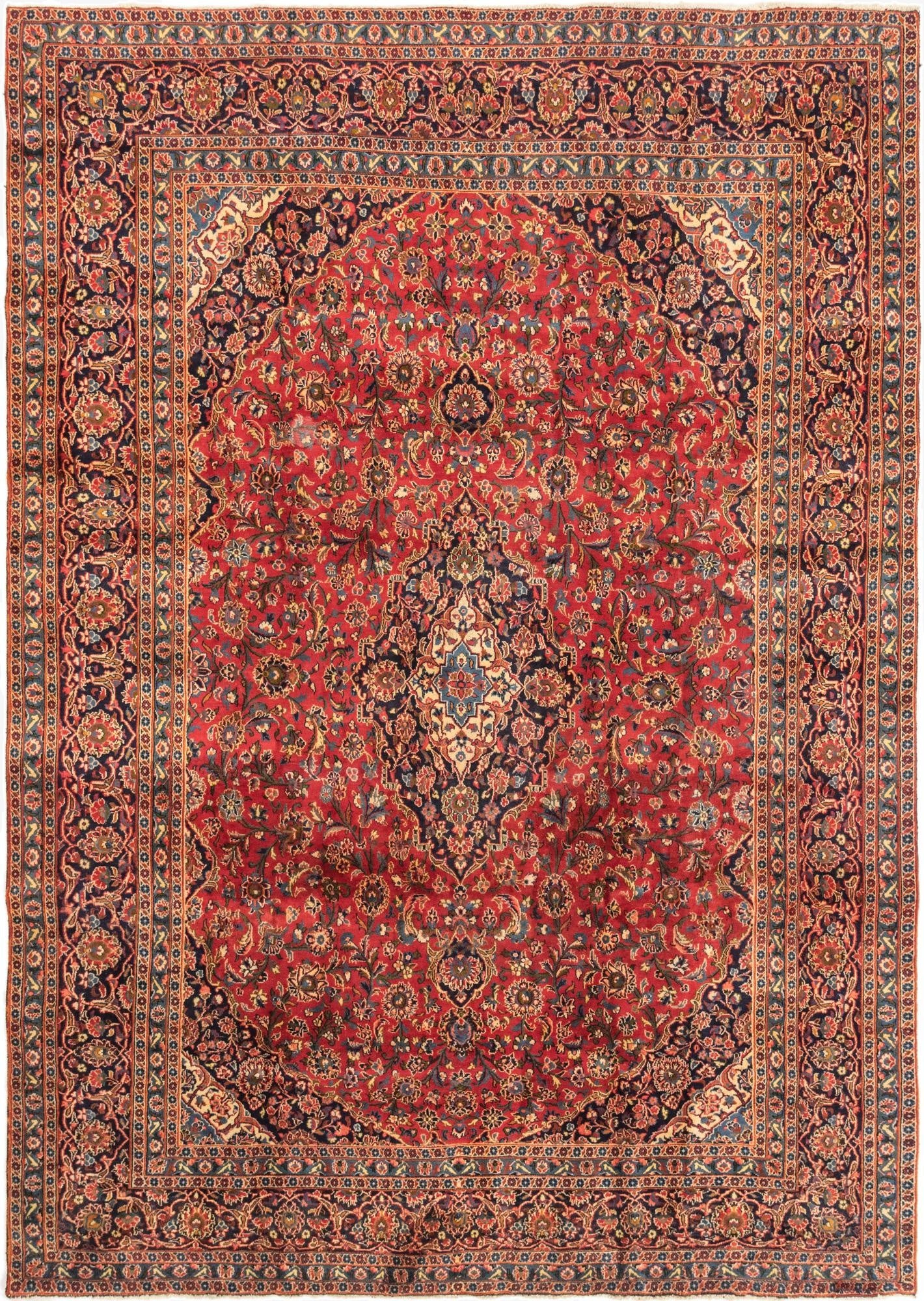 9' 6 x 13' 4  Hand Knotted Mashad Persian Wool Rug