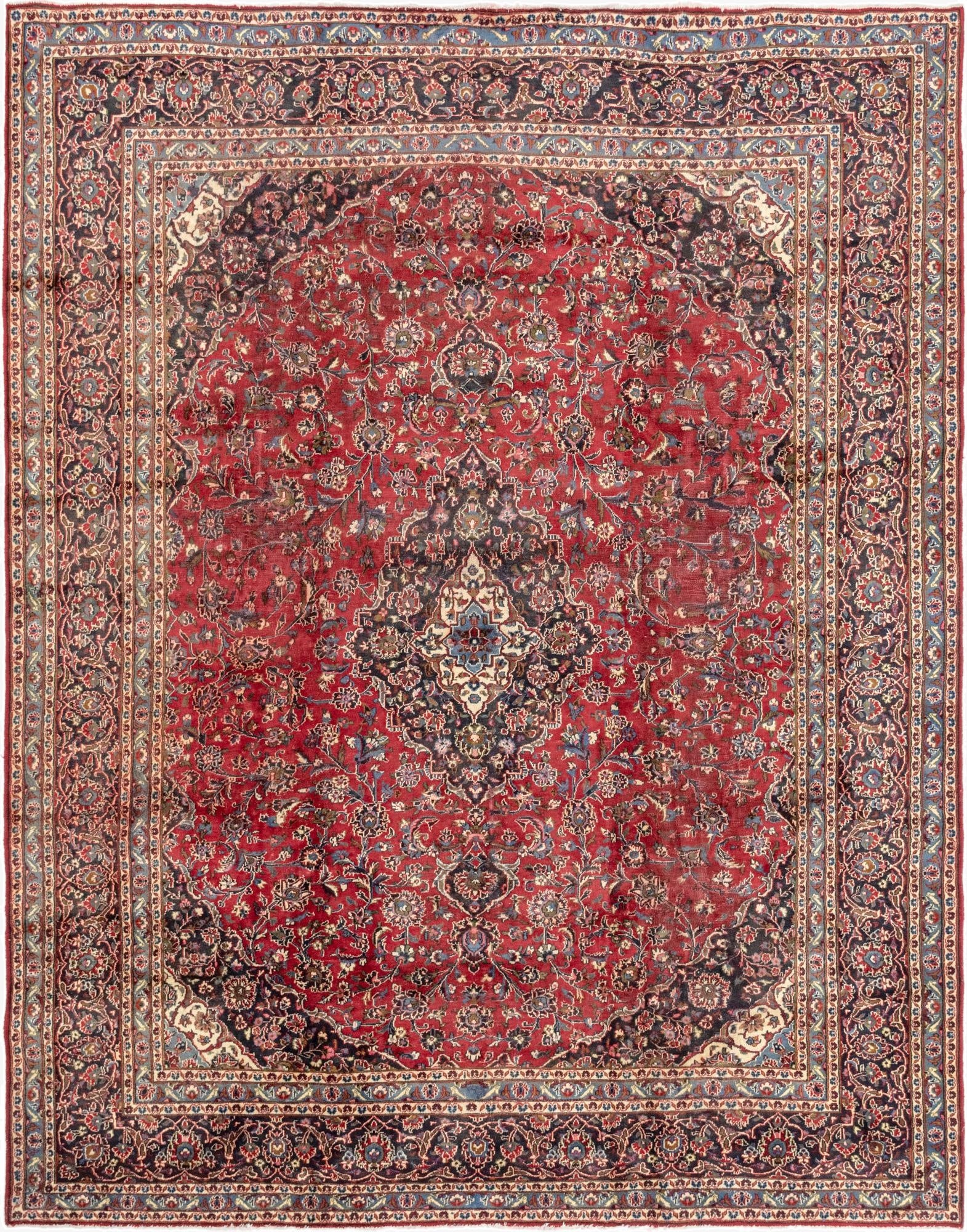 9' 10 x 12' 7  Hand Knotted Mashad Persian Wool Rug