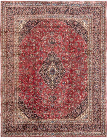 9' 10 x 12' 7 Hand Knotted Mashad Persian Wool Rug