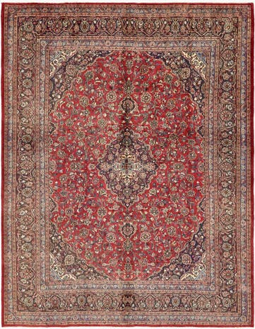 9' 9 x 12' 6 Hand Knotted Mashad Persian Wool Rug