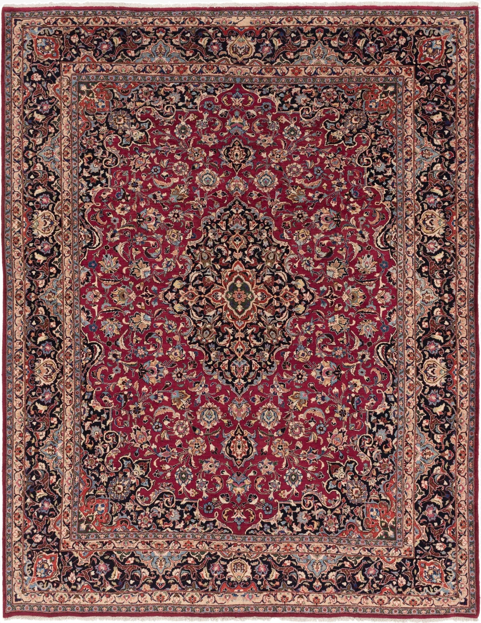 9' 10 x 12' 6  Hand Knotted Mashad Persian Wool Rug