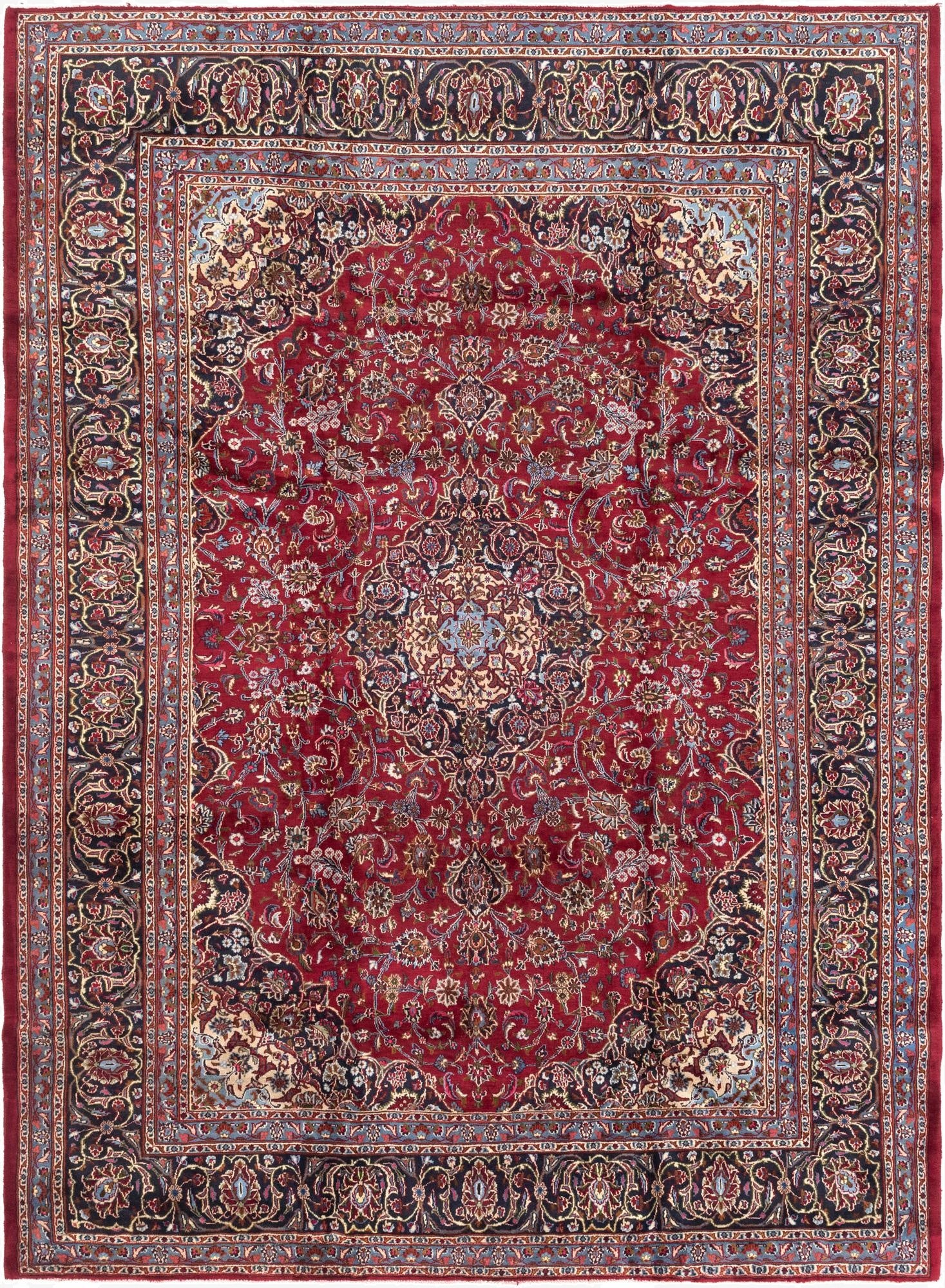 9' 7 x 13'  Hand Knotted Mashad Persian Wool Rug
