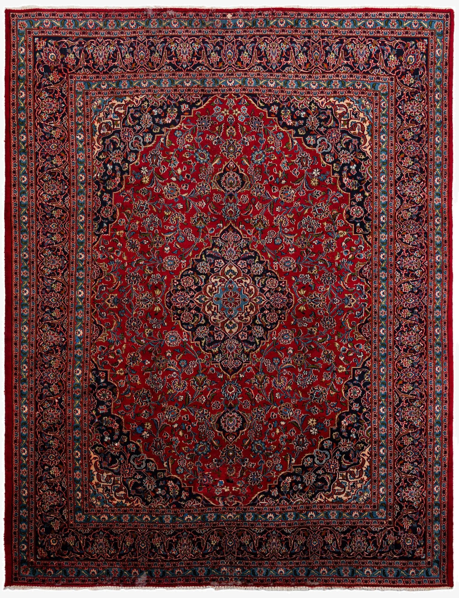 10' x 12' 10  Hand Knotted Mashad Persian Wool Rug
