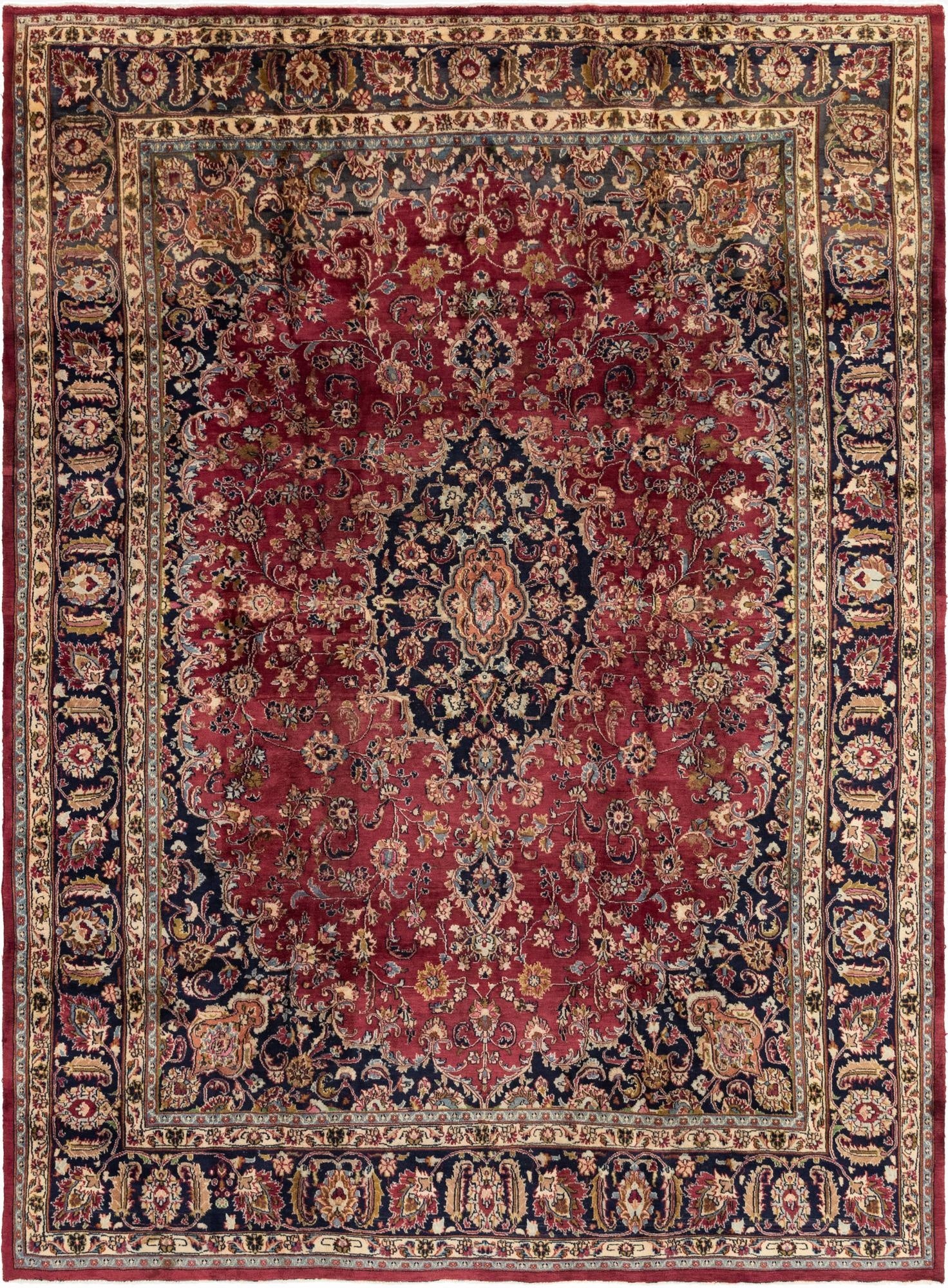9' 9 x 13' 1  Hand Knotted Mashad Persian Wool Rug