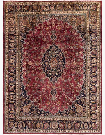9' 9 x 13' 1 Hand Knotted Mashad Persian Wool Rug
