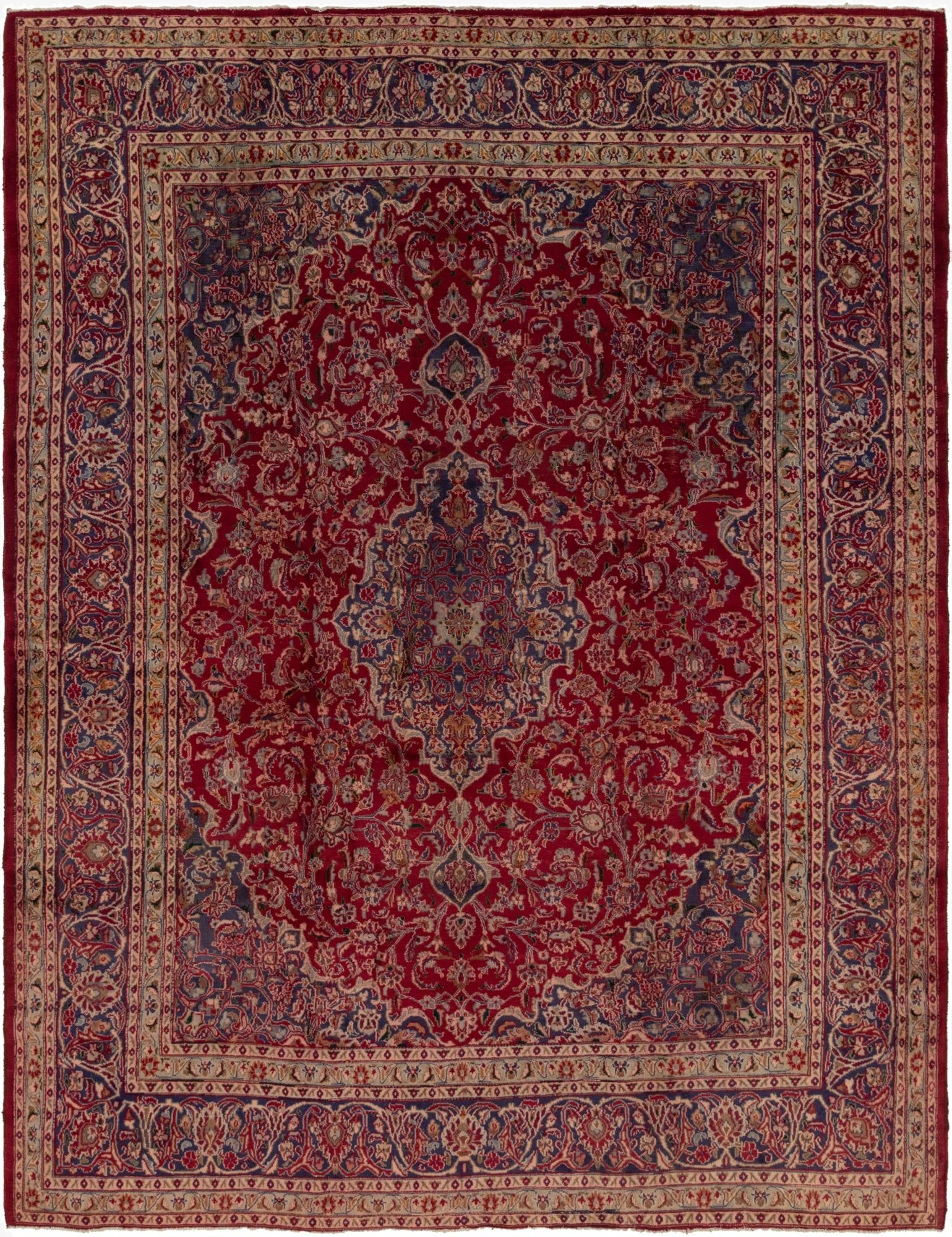 9' 10 x 12' 6  Hand Knotted Mashad Persian Wool Rug