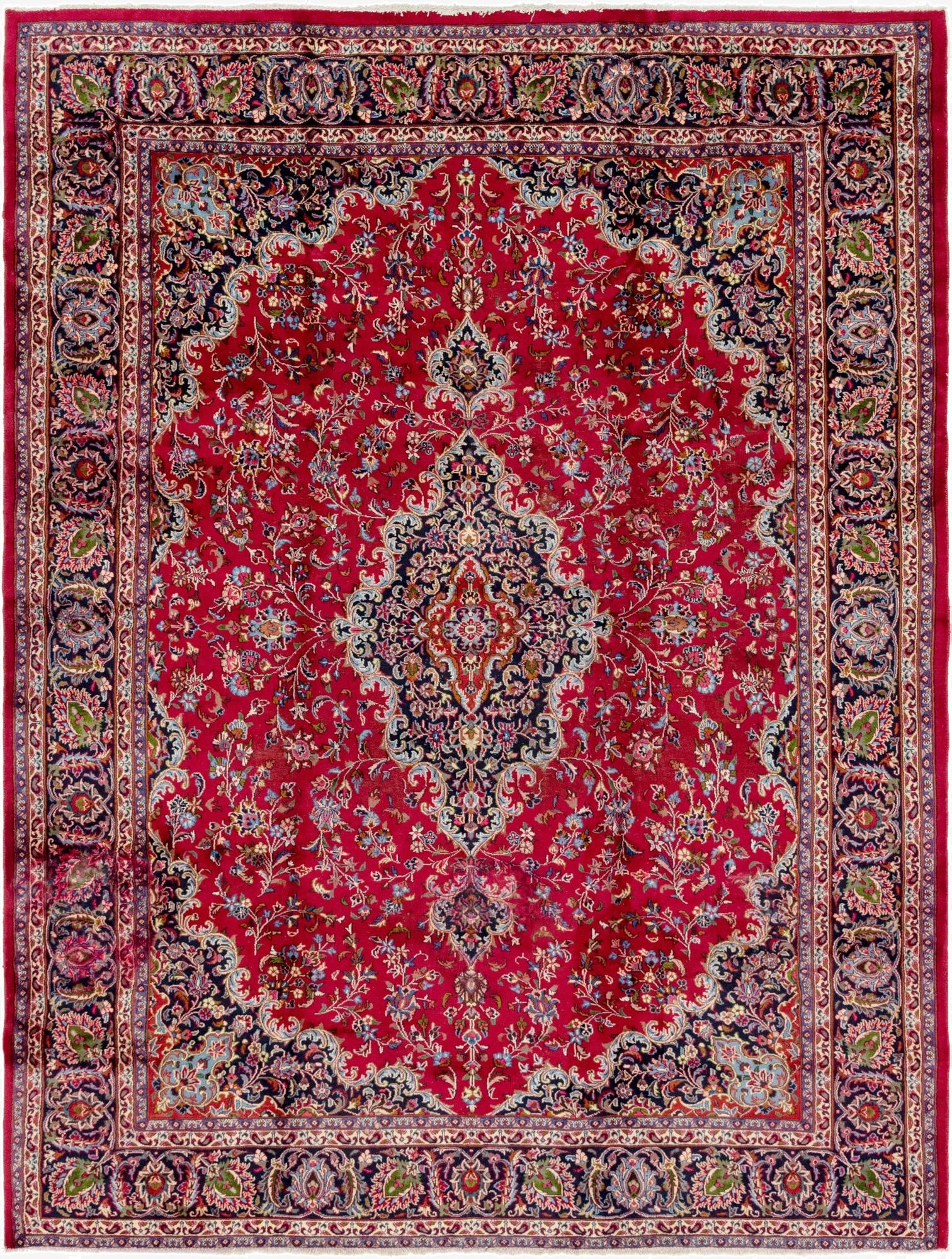 9' 9 x 12' 9  Hand Knotted Mashad Persian Wool Rug