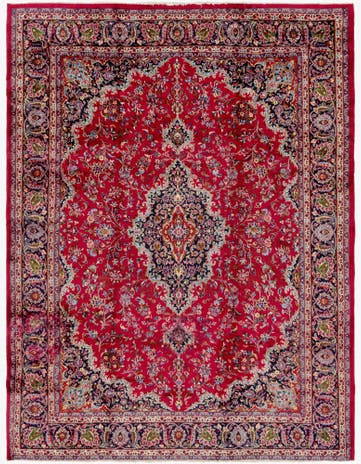 9' 9 x 12' 9 Hand Knotted Mashad Persian Wool Rug