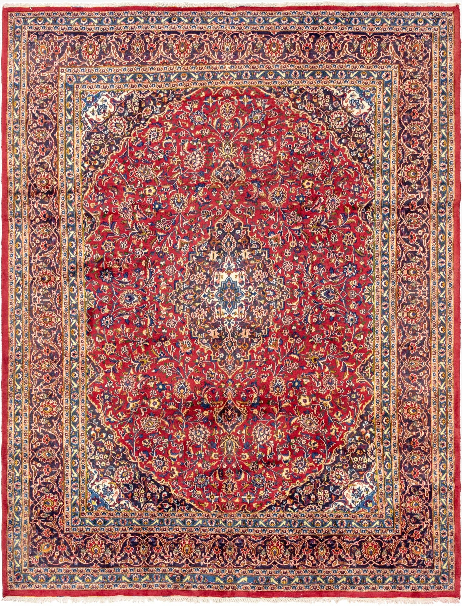 9' 7 x 12' 5  Hand Knotted Mashad Persian Wool Rug