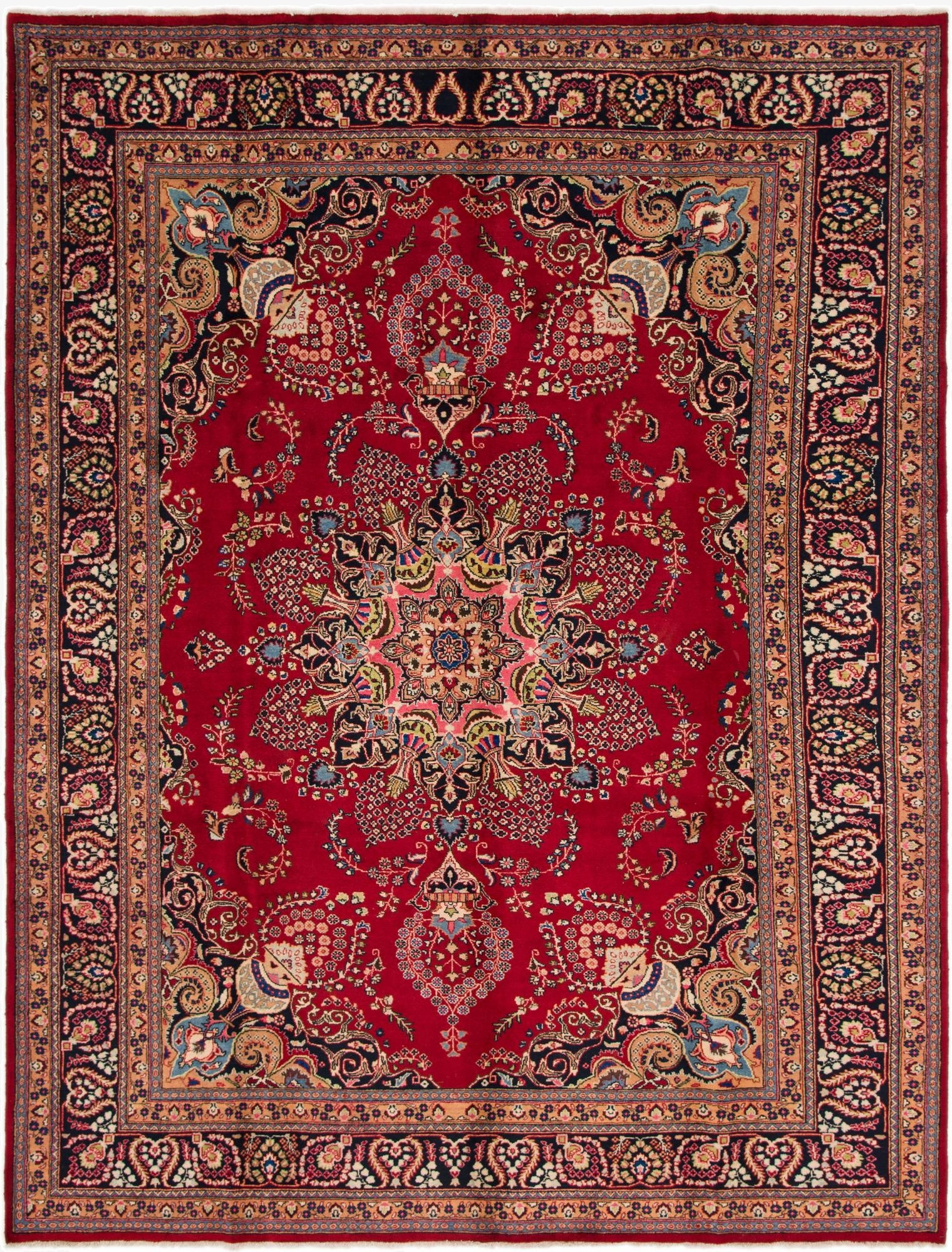 9' 6 x 12' 6  Hand Knotted Mashad Persian Wool Rug