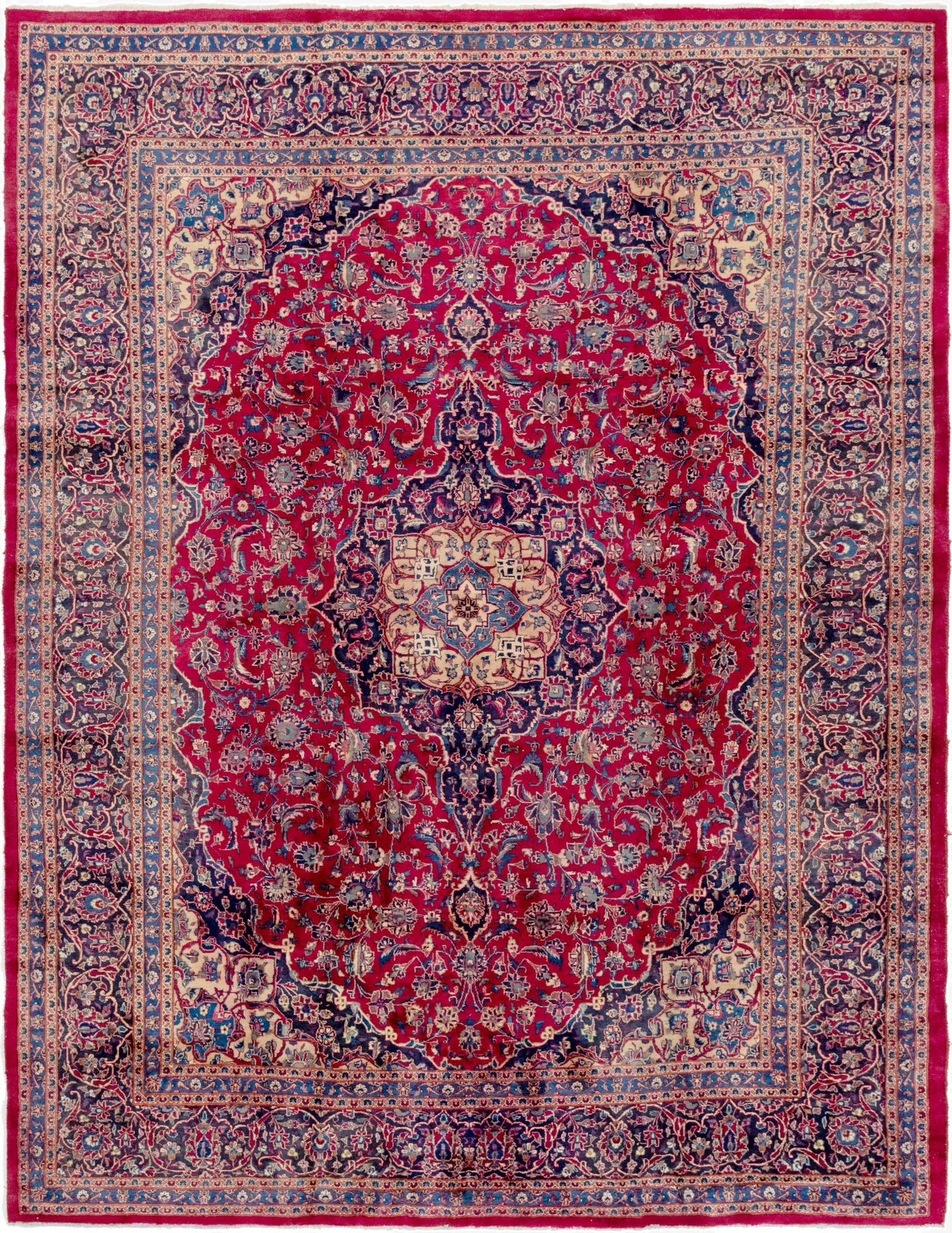 10' x 12' 9  Hand Knotted Mashad Persian Wool Rug