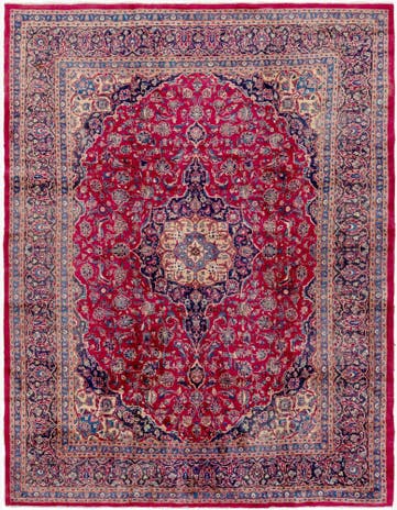 10' x 12' 9 Hand Knotted Mashad Persian Wool Rug