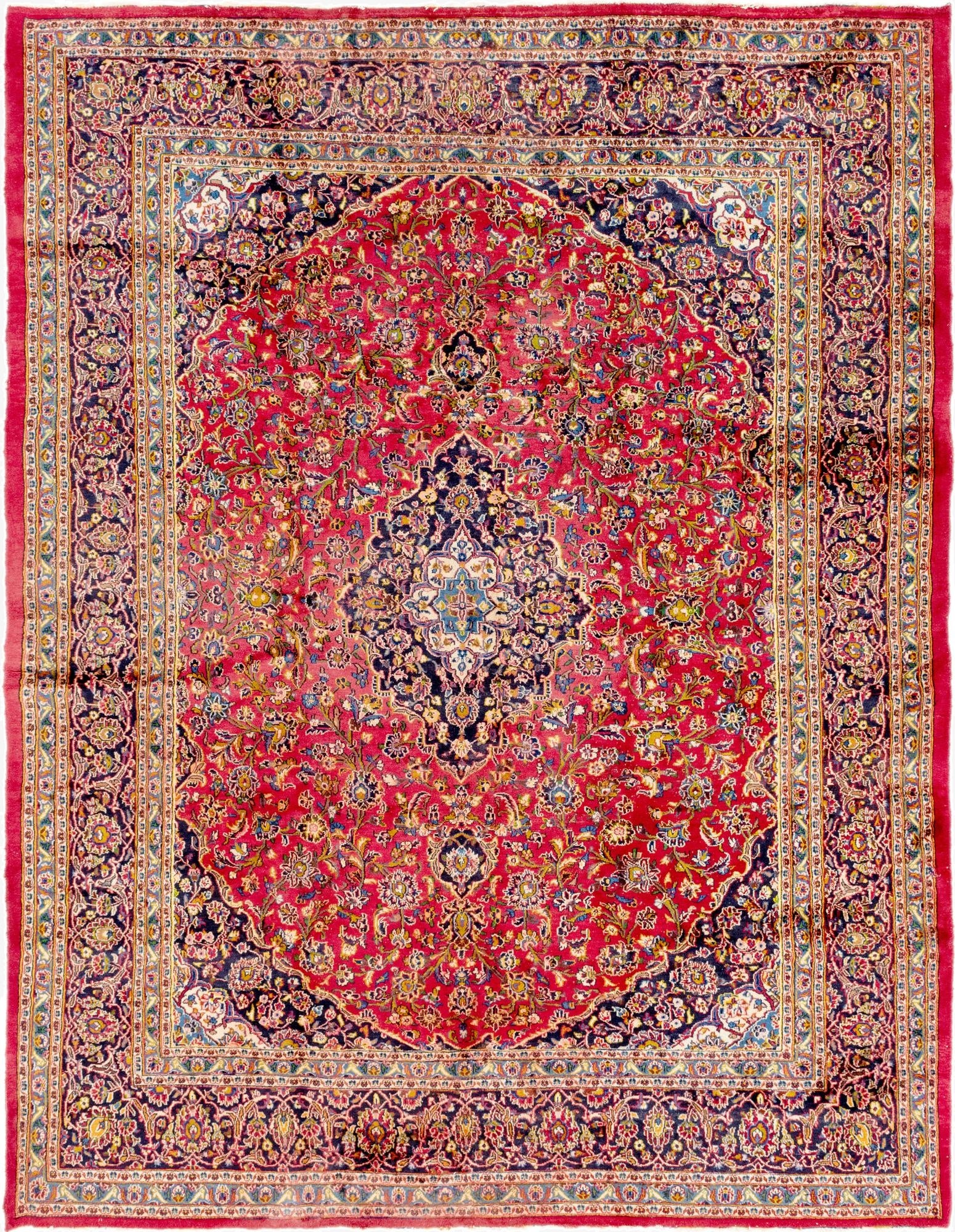 9' 10 x 12' 9  Hand Knotted Mashad Persian Wool Rug