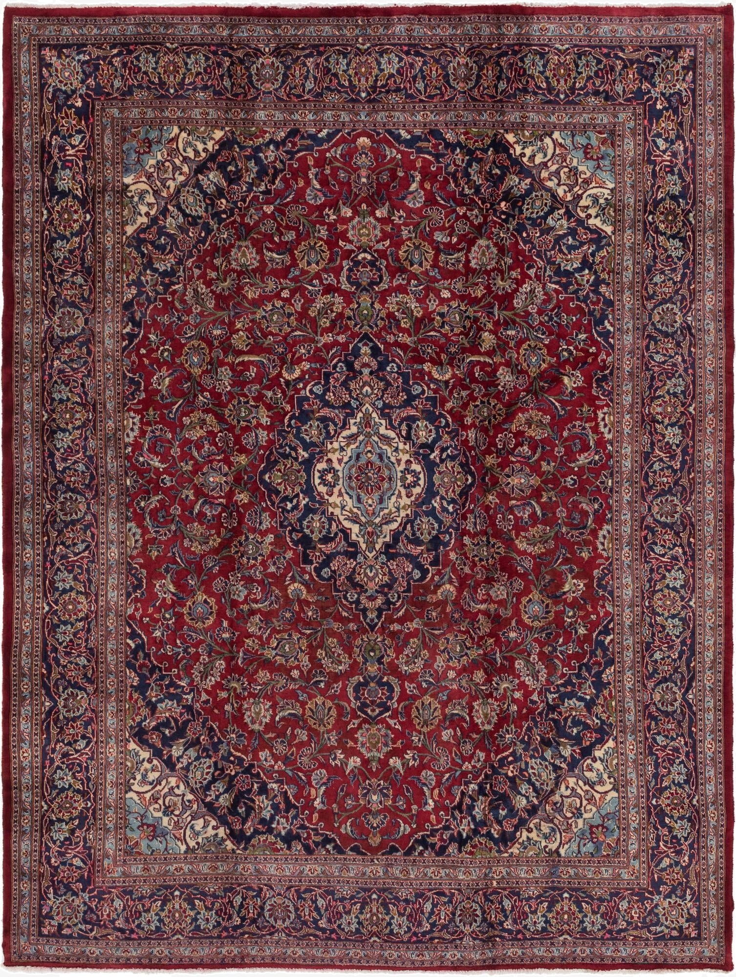 9' 10 x 13'  Hand Knotted Mashad Persian Wool Rug