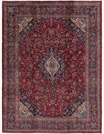 9' 10 x 13' Hand Knotted Mashad Persian Wool Rug