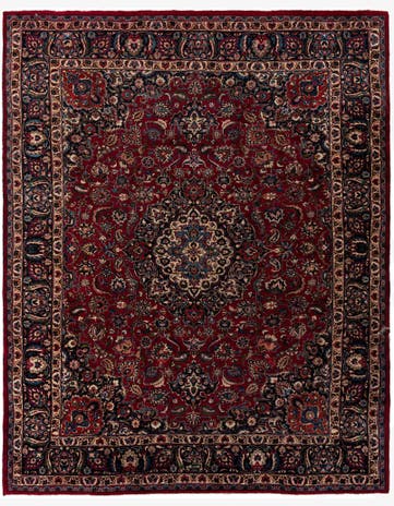 9' 8 x 12' Hand Knotted Mashad Persian Wool Rug