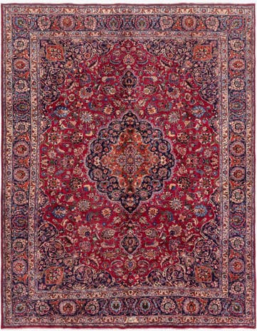 9' 9 x 12' 8 Hand Knotted Mashad Persian Wool Rug