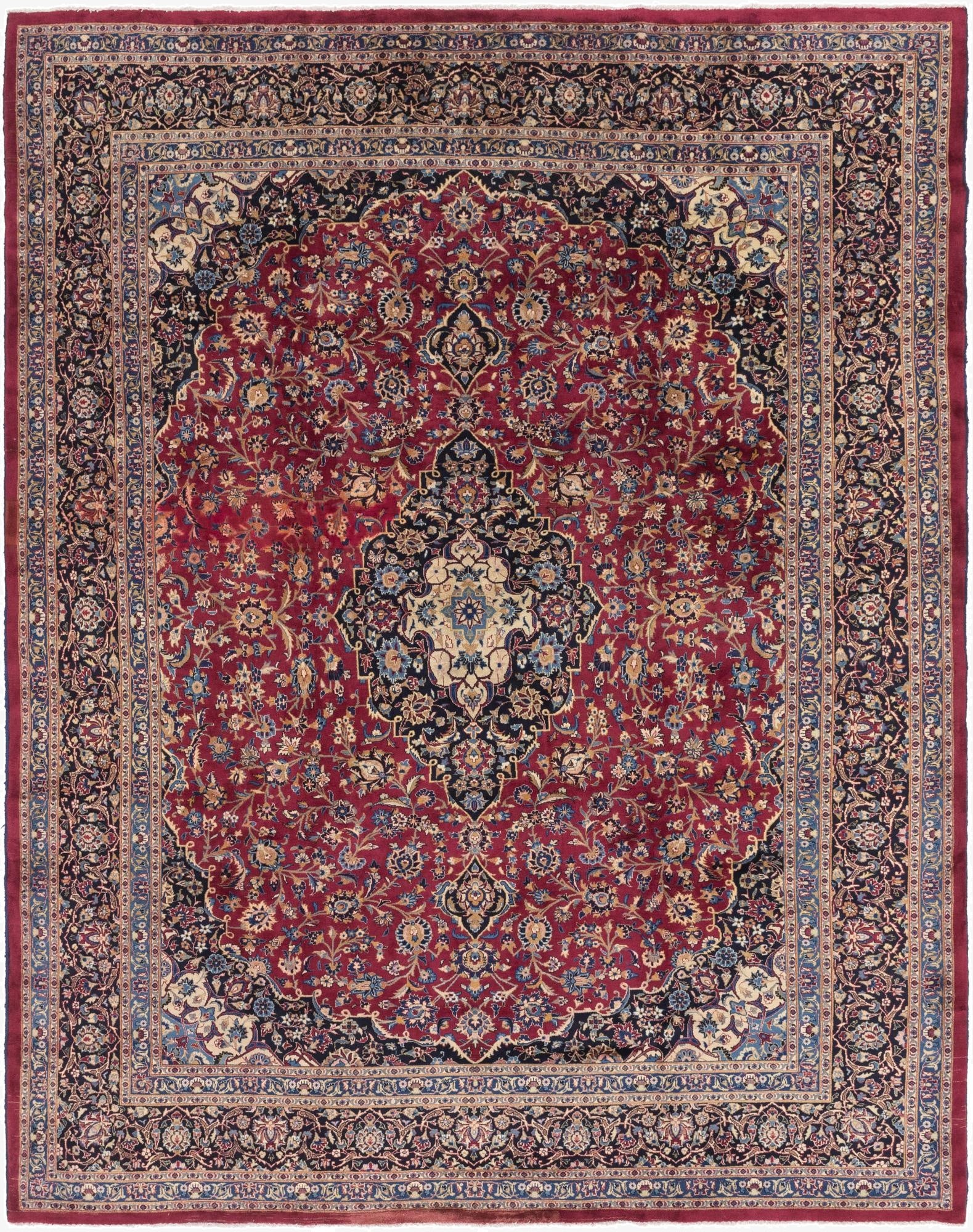10' x 12' 8  Hand Knotted Mashad Persian Wool Rug