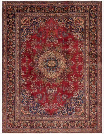 9' 6 x 12' 8 Hand Knotted Mashad Persian Wool Rug