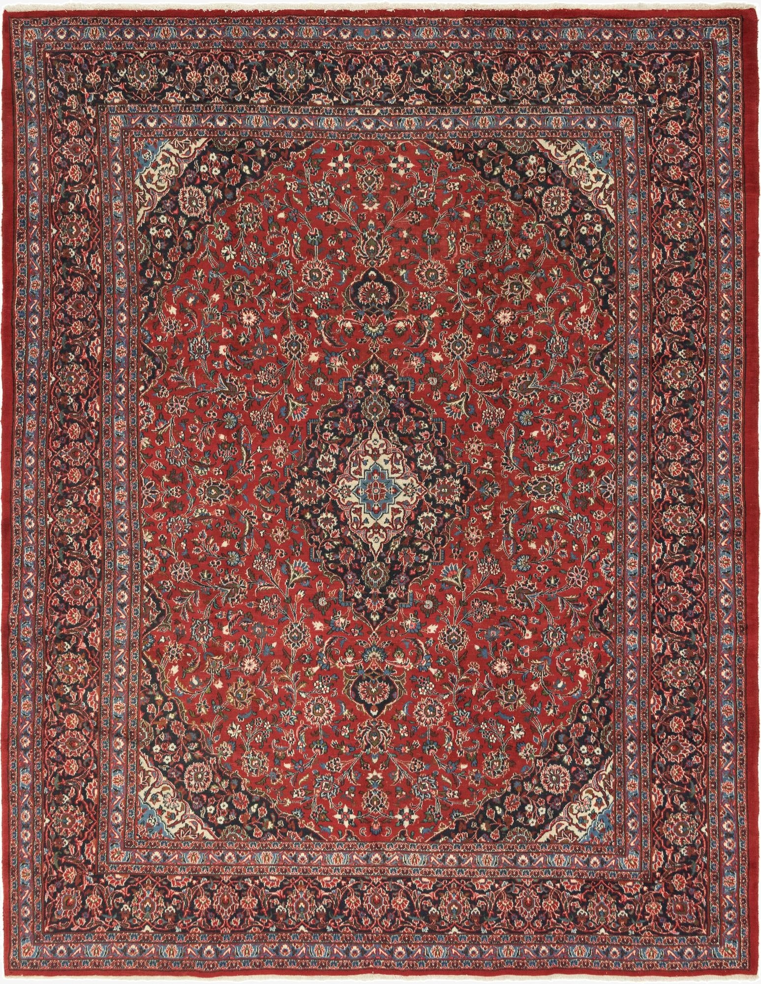 9' 9 x 12' 7 Hand Knotted Mashad Persian Wool Rug