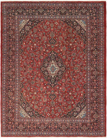 9' 9 x 12' 7 Hand Knotted Mashad Persian Wool Rug