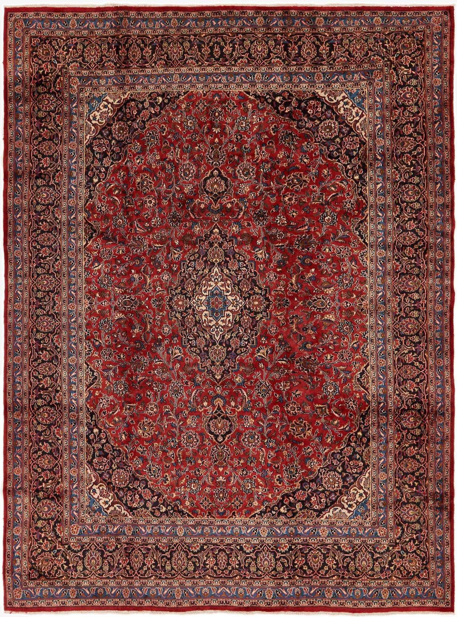 9' 7 x 12' 10  Hand Knotted Mashad Persian Wool Rug