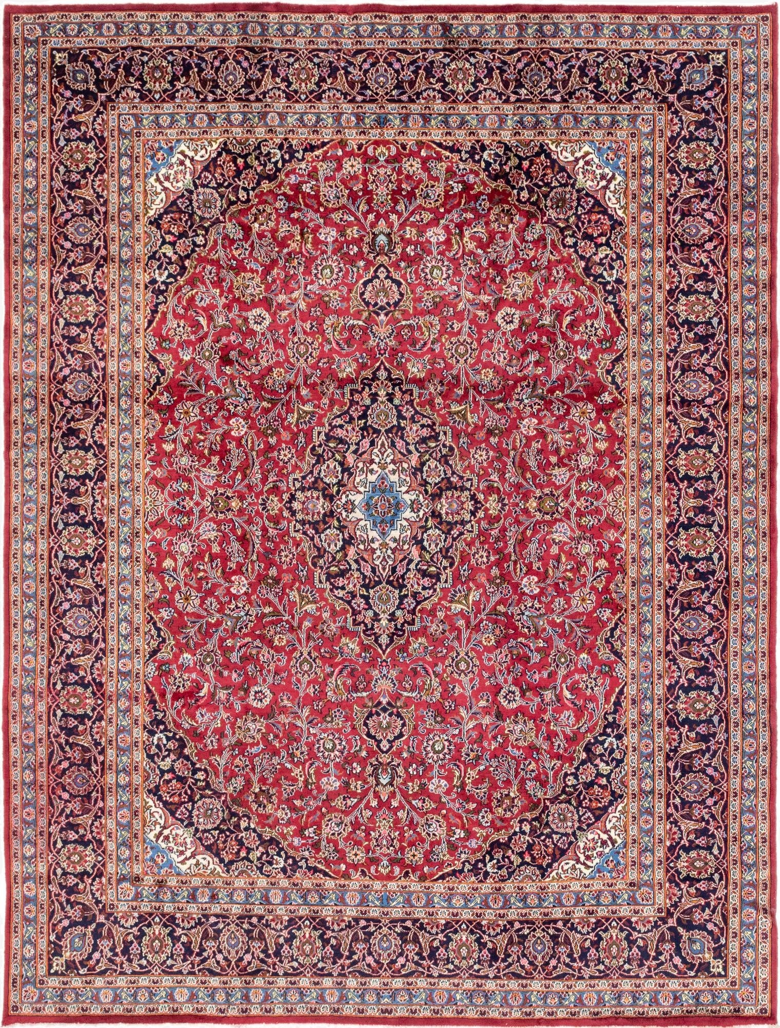 9' 9 x 12' 10  Hand Knotted Mashad Persian Wool Rug