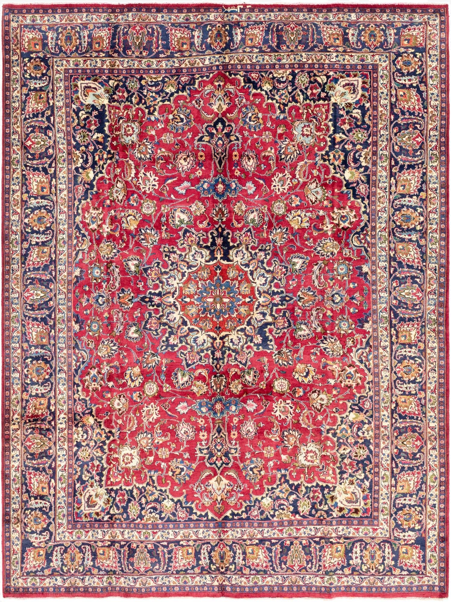 9' 9 x 12' 8  Hand Knotted Mashad Persian Wool Rug
