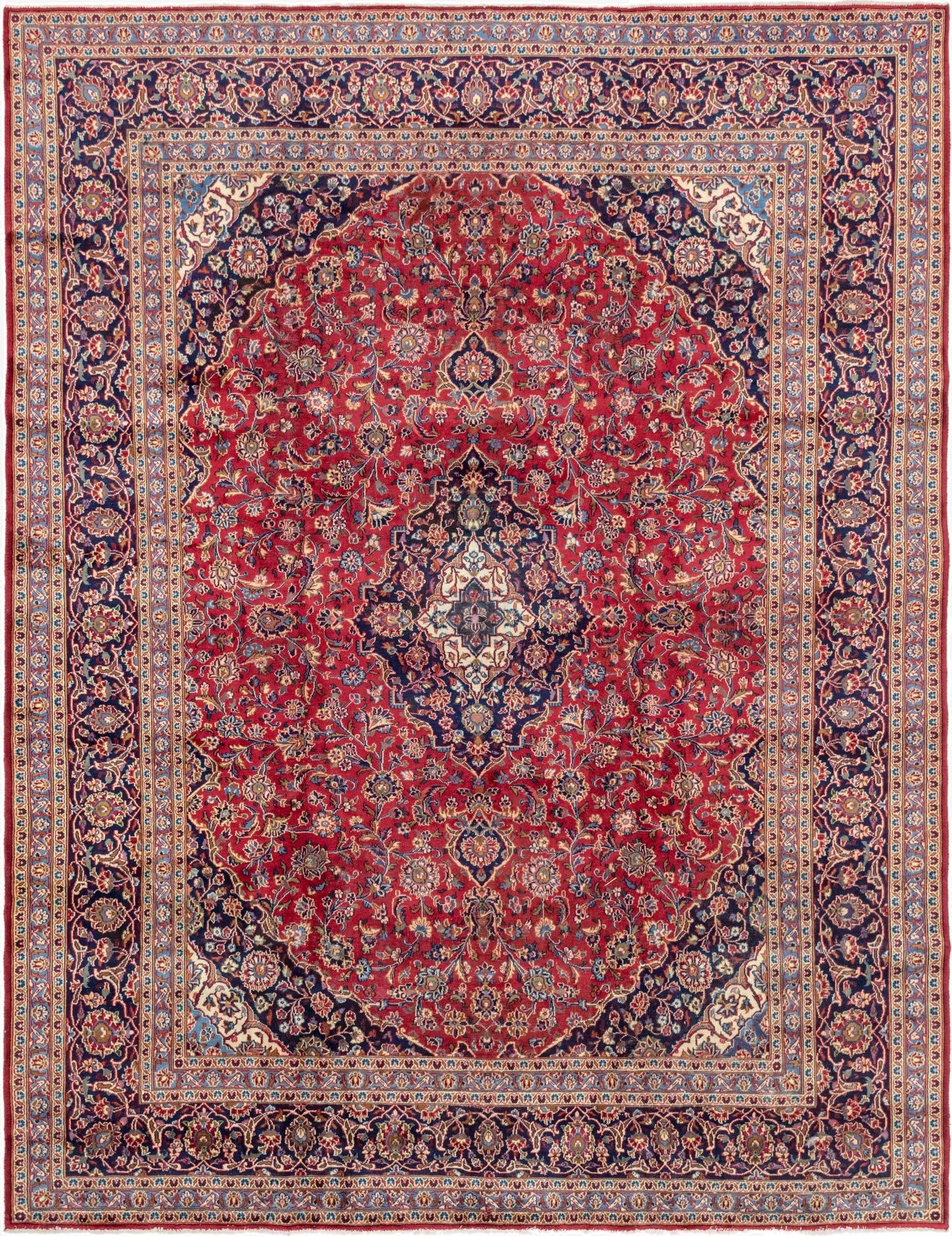 9' 9 x 12' 6  Hand Knotted Mashad Persian Wool Rug