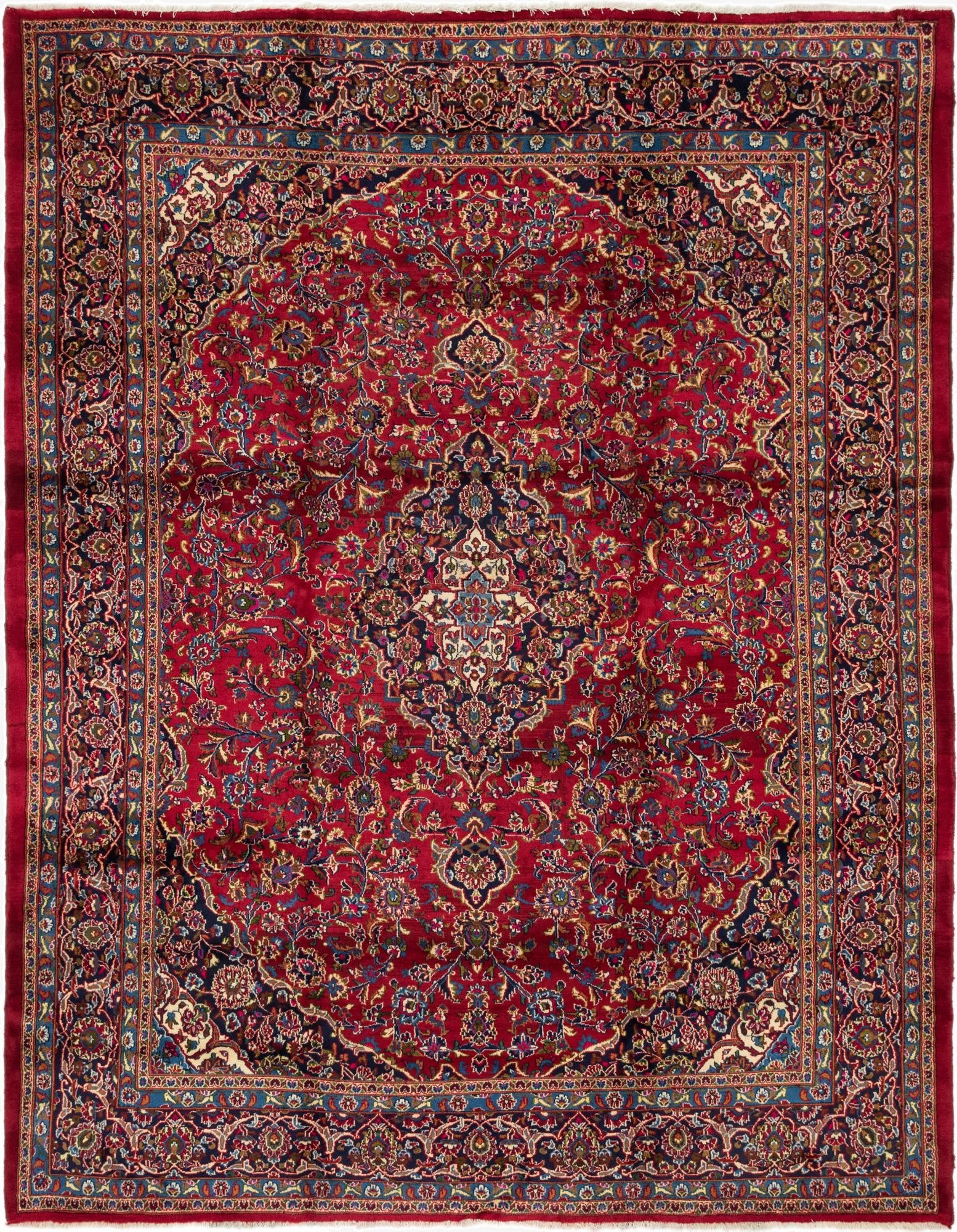 9' 10 x 12' 4  Hand Knotted Mashad Persian Wool Rug
