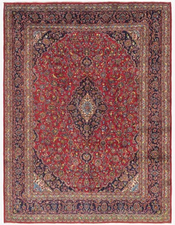9' 8 x 12' 9 Hand Knotted Mashad Persian Wool Rug