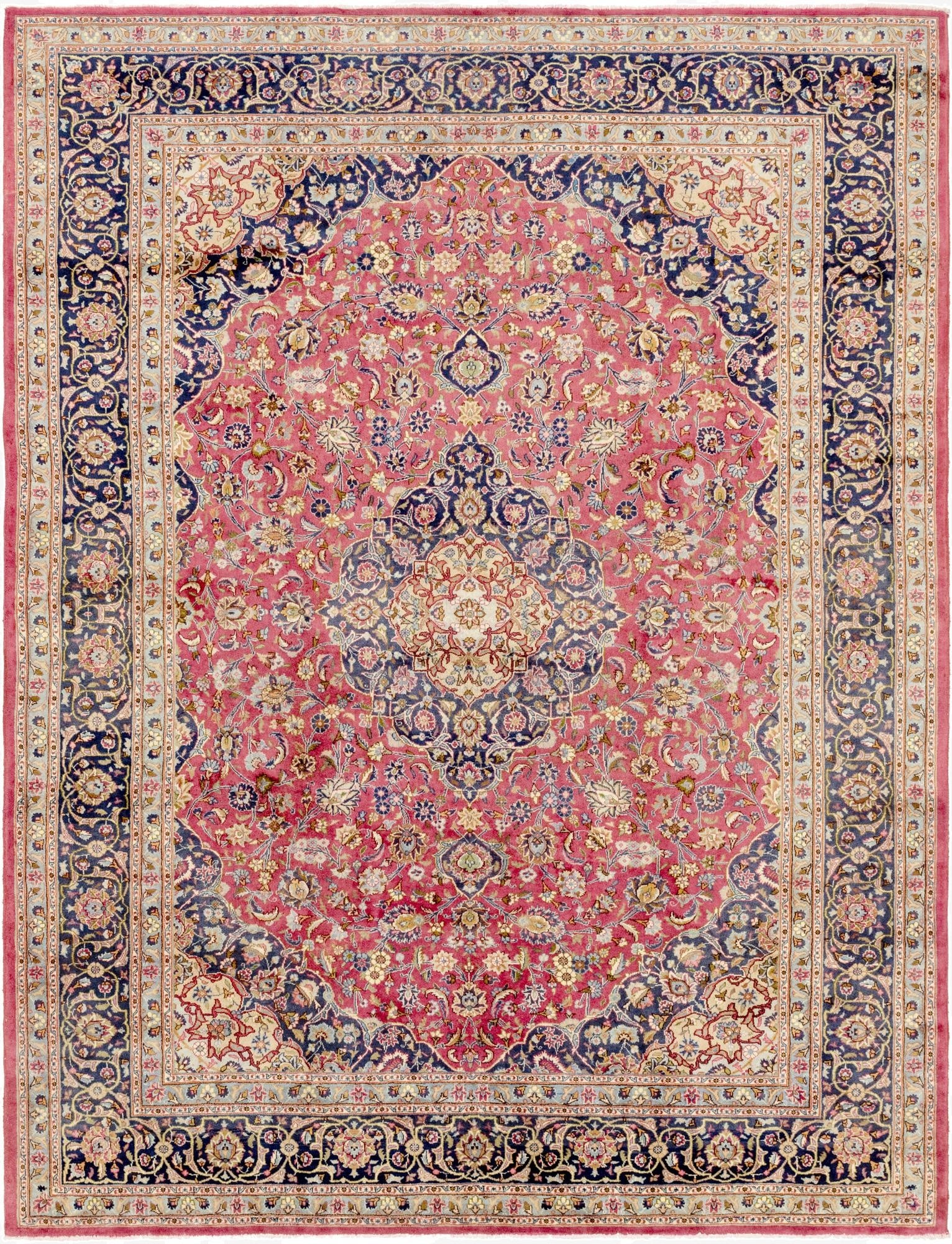 9' 8 x 12' 10  Hand Knotted Mashad Persian Wool Rug
